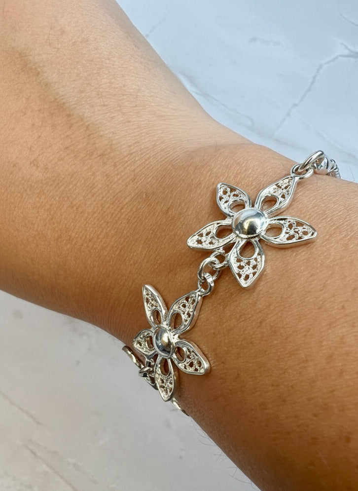 Floral Bloom 950 Silver Bracelet