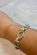 Elegant Oval Link Design - Sterling Silver Bracelet with 18K Gold Accents