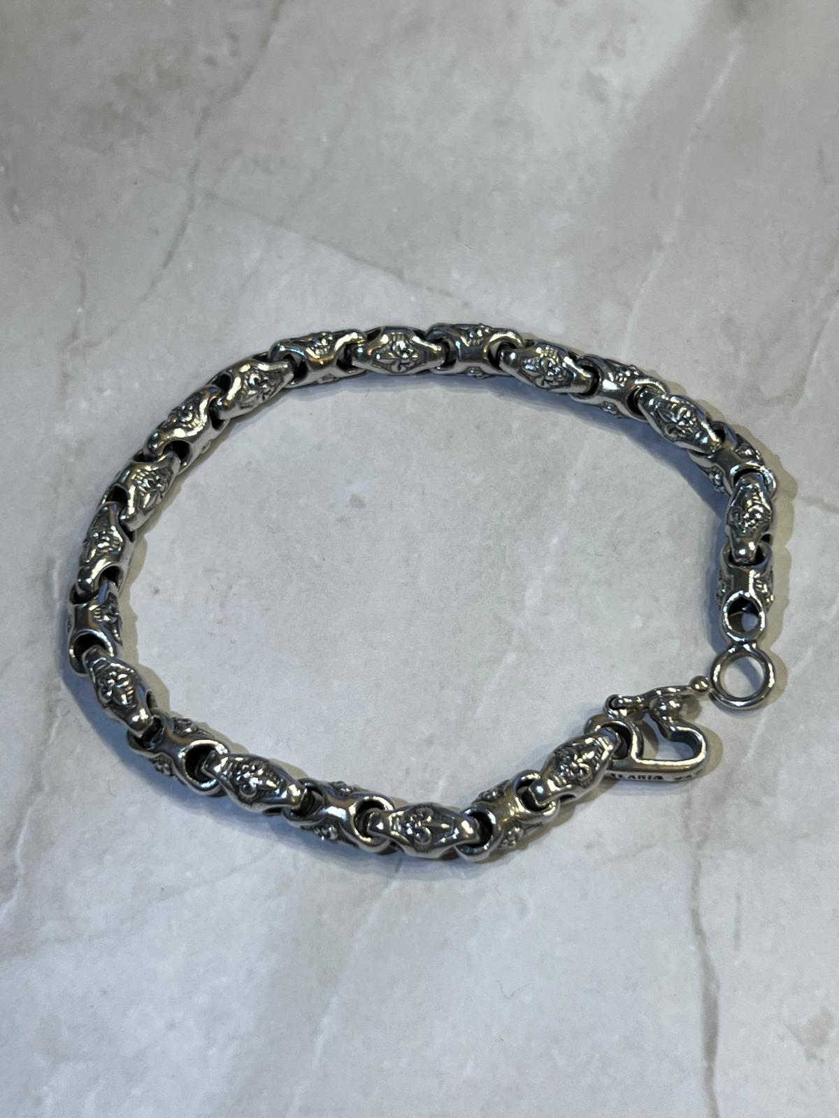 Fleur-de-Lis Link Bracelet in 925 Silver – Unisex Design