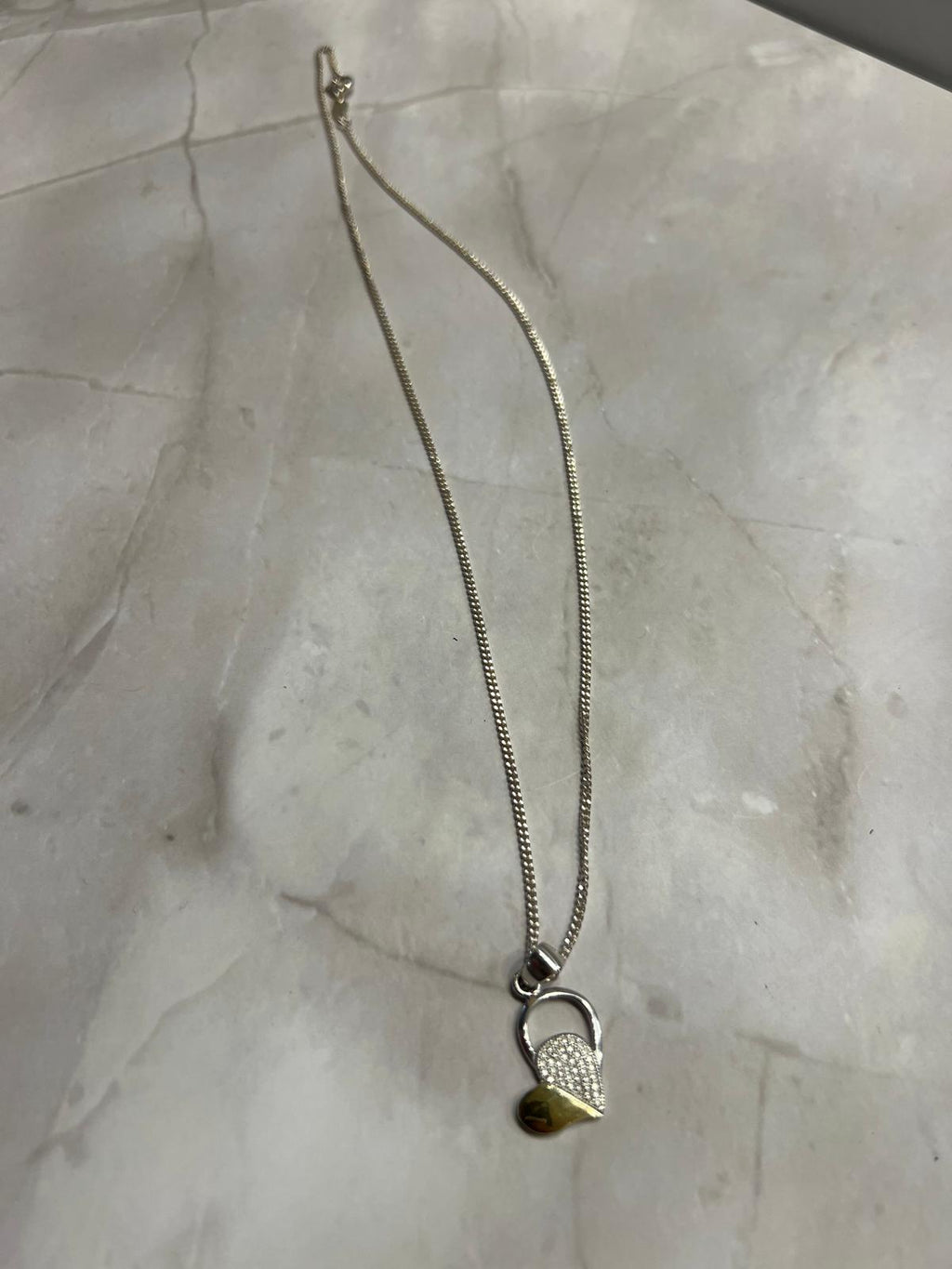 Two-Tone Heart Necklace – Silver & 18K Gold