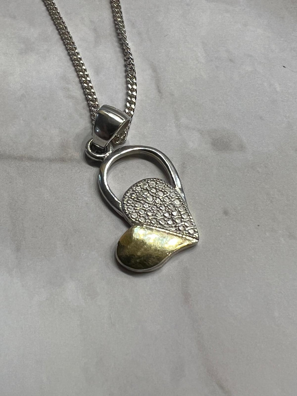 Two-Tone Heart Necklace – Silver & 18K Gold