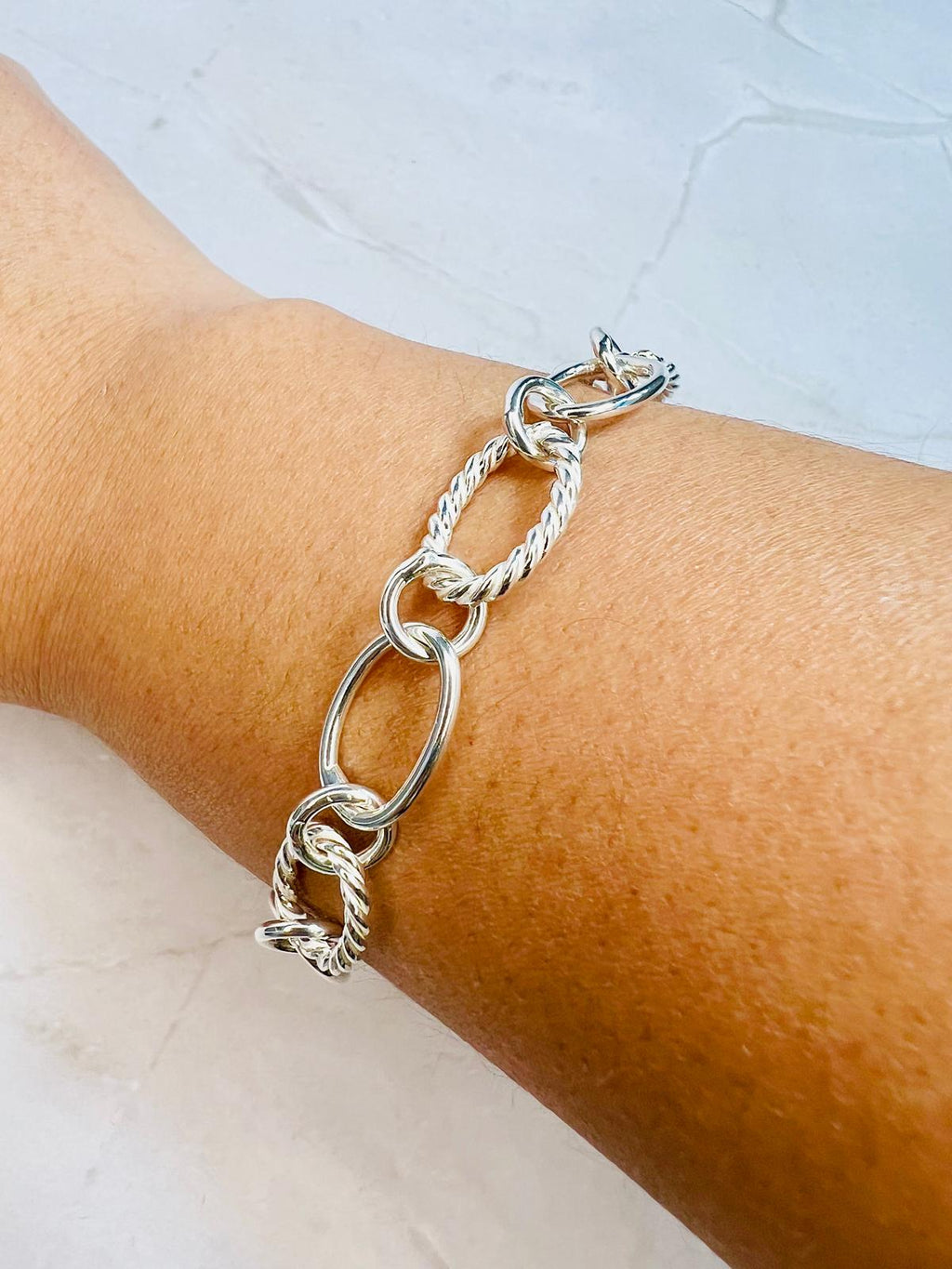 Elegant Rope-Textured Silver Bracelets