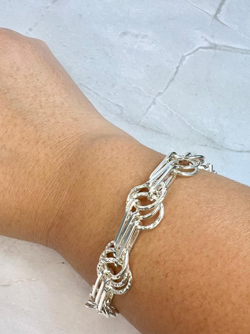 Elegant Rope-Textured Silver Bracelets