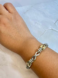 Twisted Infinity Link Design - 950 Silver Bracelet with 18K Gold Accents