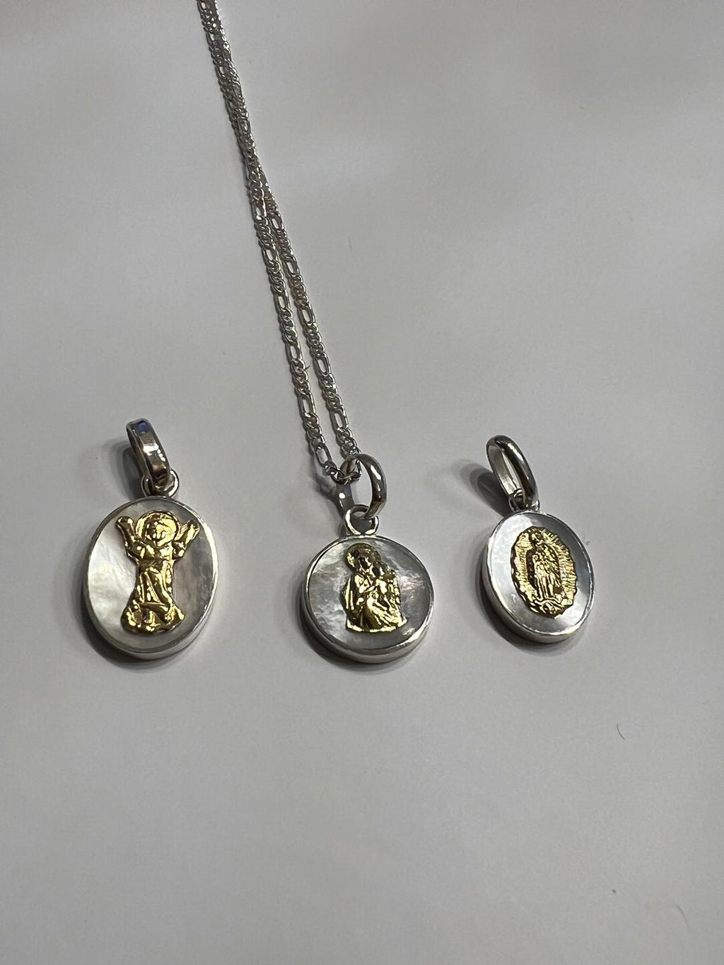 Sacred Medallion Necklace - Silver, 18K Gold and Mother of Pearl