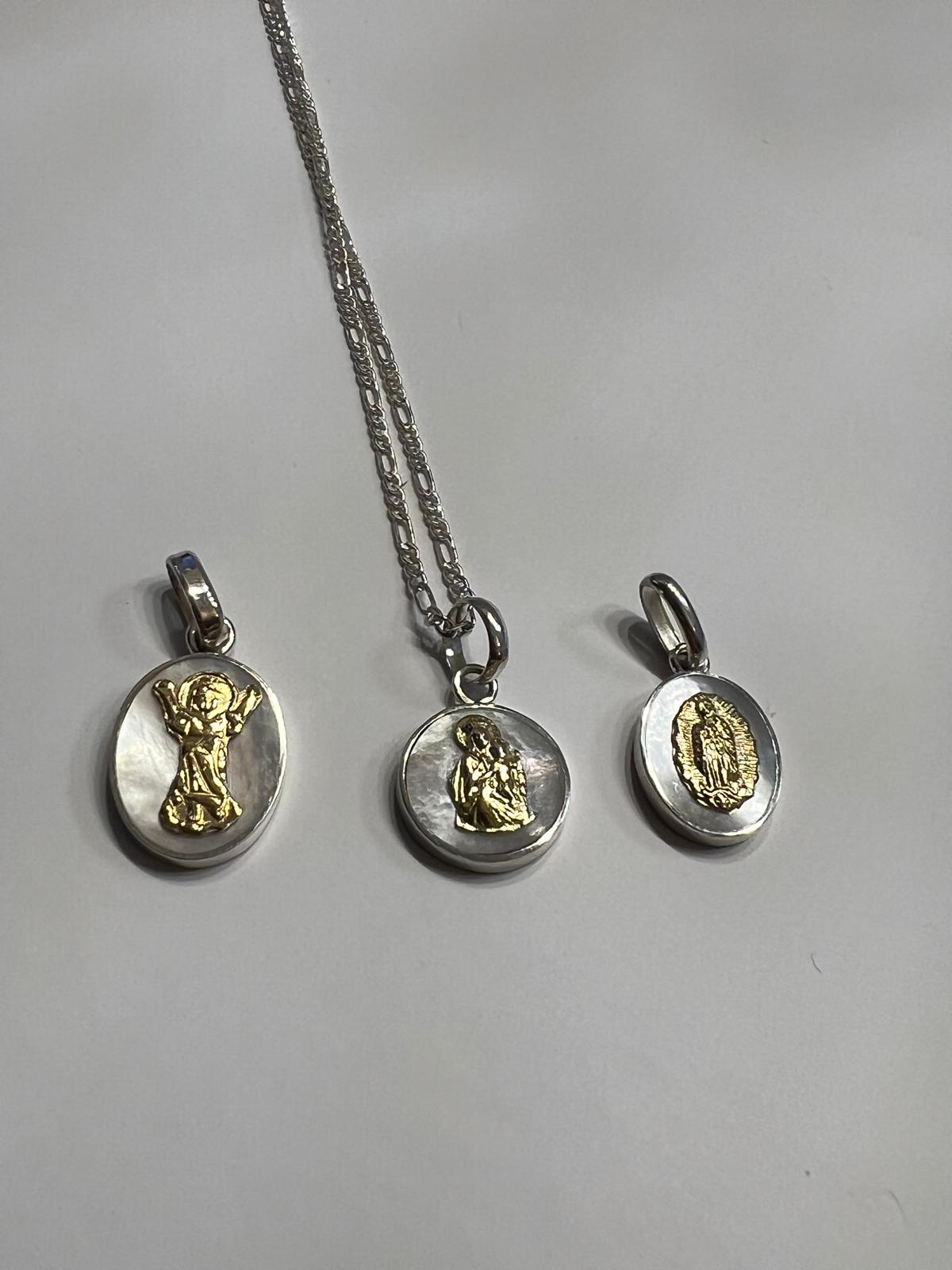 Sacred Medallion Necklace - Silver, 18K Gold and Mother of Pearl