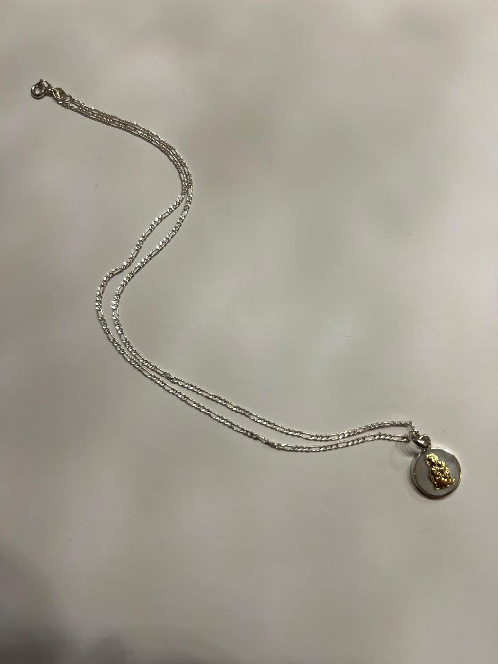 Sacred Medallion Necklace - Silver, 18K Gold and Mother of Pearl