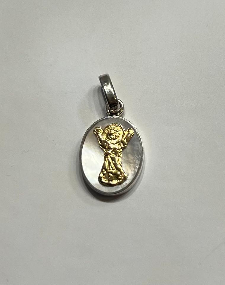 Sacred Medallion Necklace - Silver, 18K Gold and Mother of Pearl