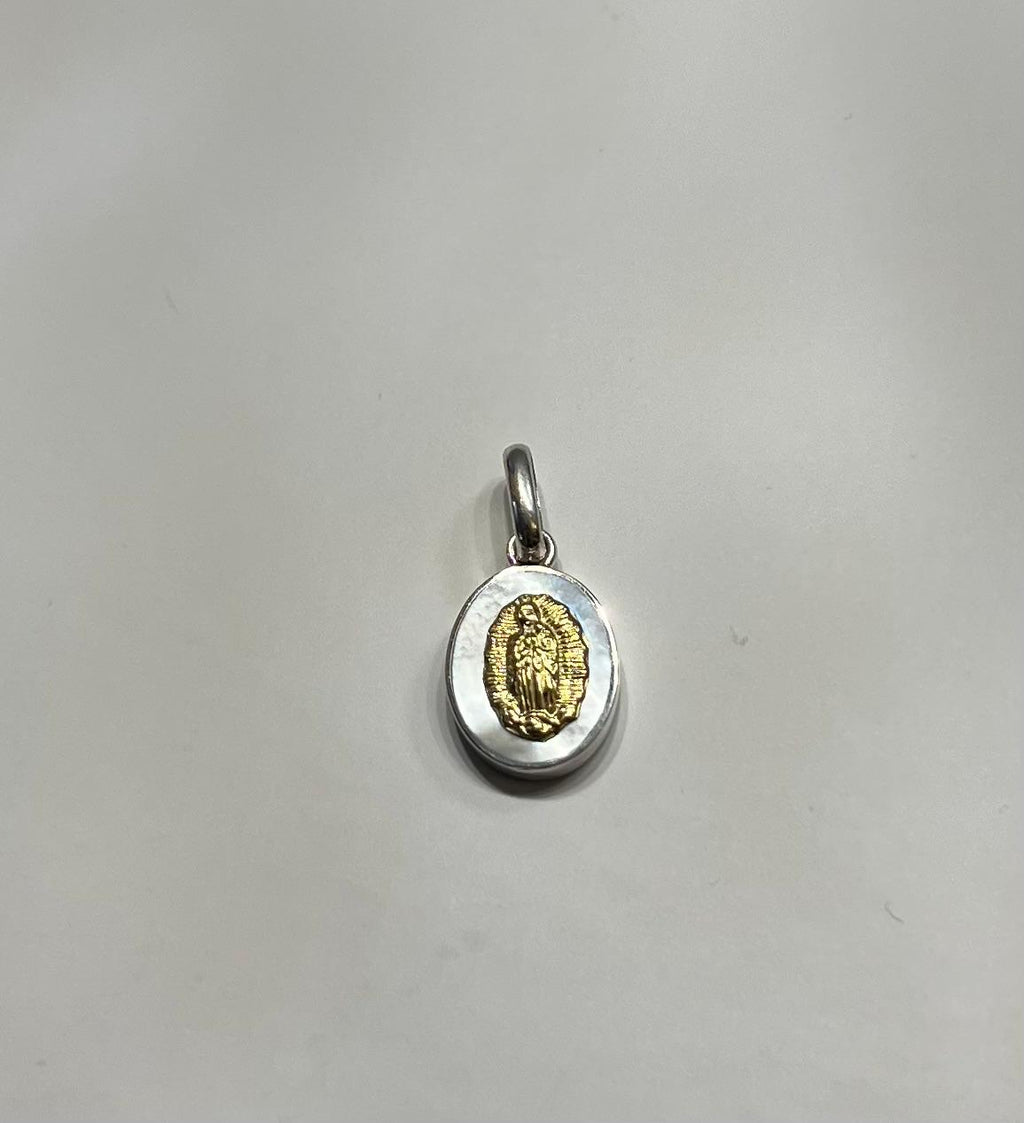 Sacred Medallion Necklace - Silver, 18K Gold and Mother of Pearl