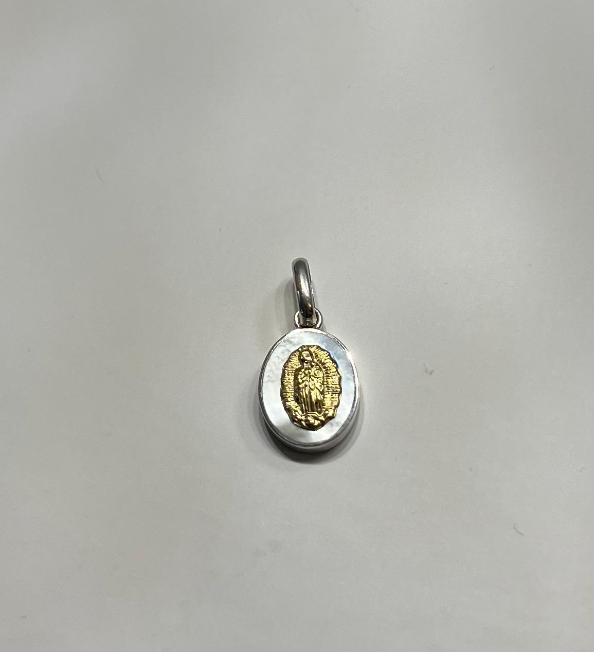 Sacred Medallion Necklace - Silver, 18K Gold and Mother of Pearl