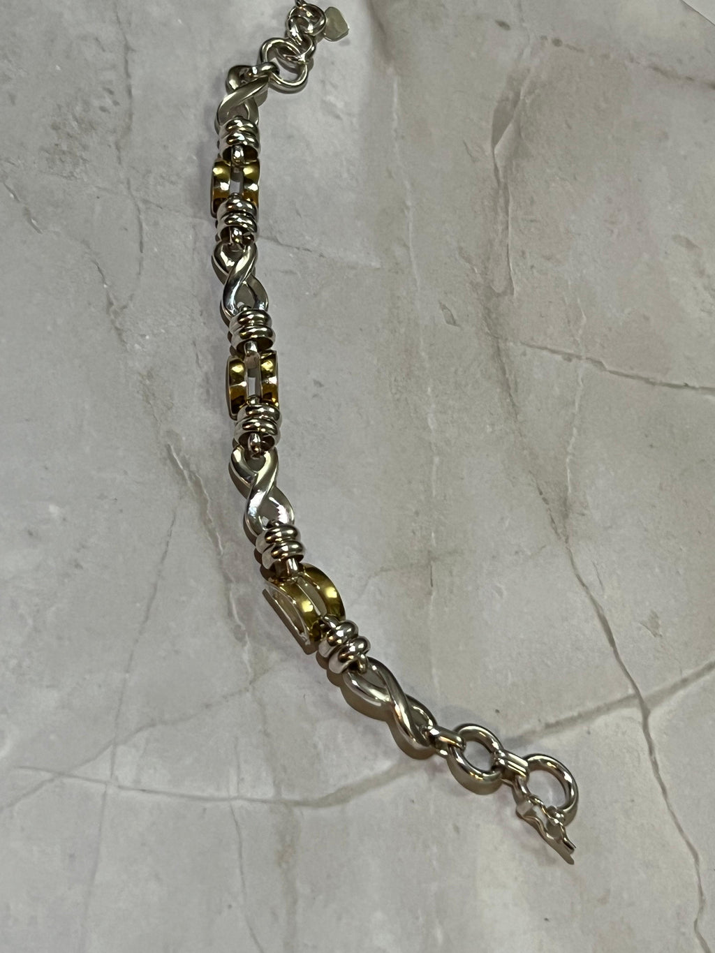 Twisted Infinity Link Design - 950 Silver Bracelet with 18K Gold Accents