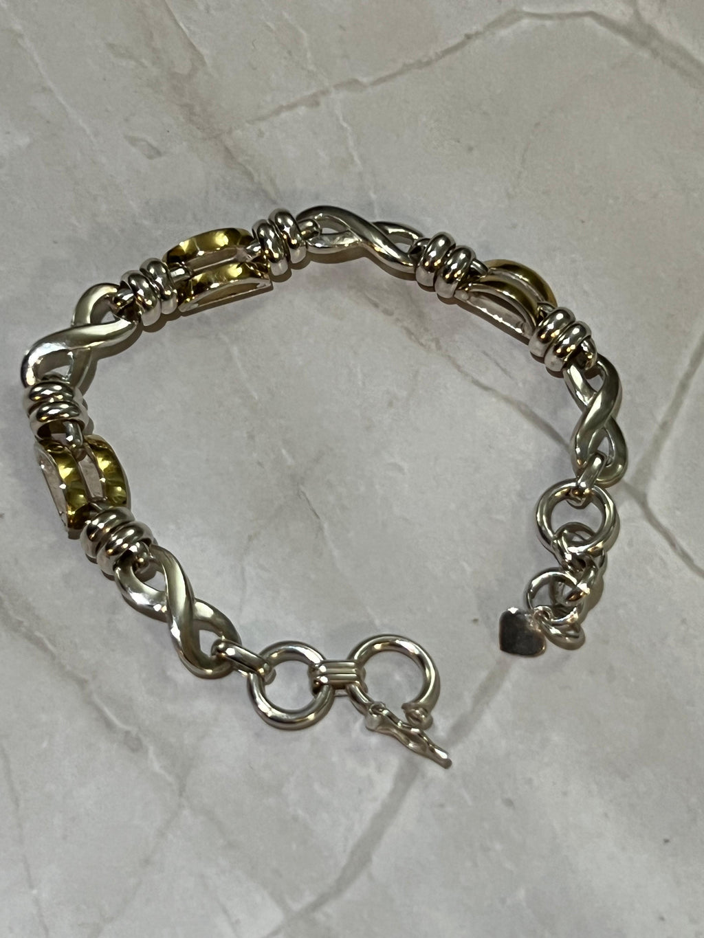 Twisted Infinity Link Design - 950 Silver Bracelet with 18K Gold Accents