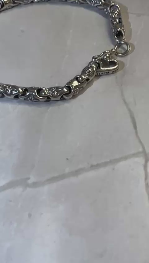 Fleur-de-Lis Link Bracelet in 925 Silver – Unisex Design