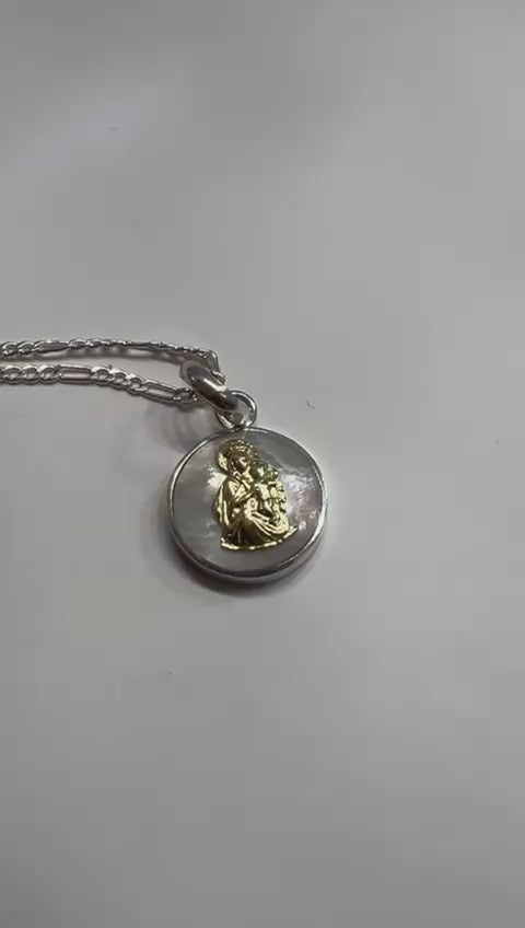 Sacred Medallion Necklace - Silver, 18K Gold and Mother of Pearl