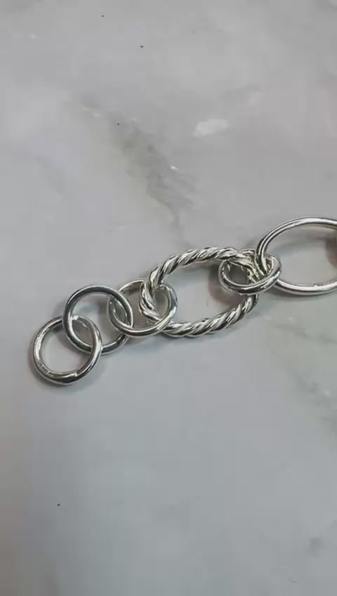 Elegant Rope-Textured Silver Bracelets